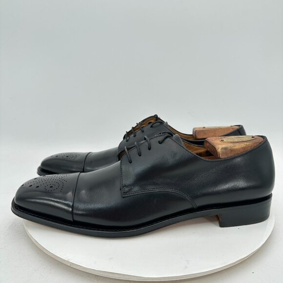 Salvatore Ferragamo Tramezza Italy Men Size 9.5 Black Leather Brogue Derby Shoes main image 9